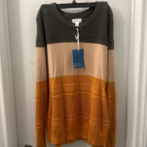 NWT Market & Spruce Colorblock Lightweight Pullover Sweater size LARGE - Picture 10 of 13